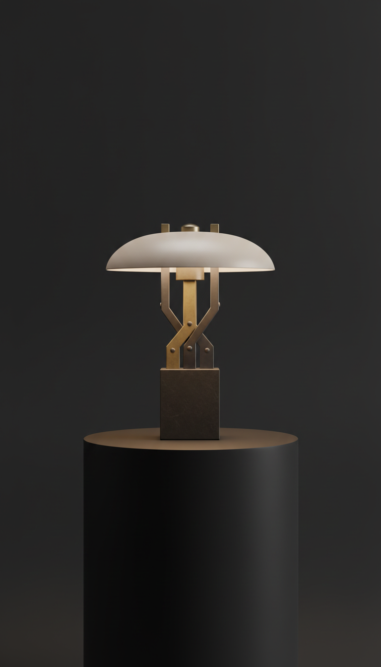 Sculptural Desk Lamp In Satin Black