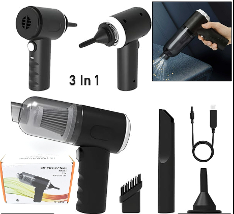 3 In 1 Car Mini Vacuum Cleaner With Blower Wireless Portable Rechargeable Handheld High Power Suction Vacuum Cleaning Machine For Home Car Computer Keyboard Cordless Air Blowing Dusting